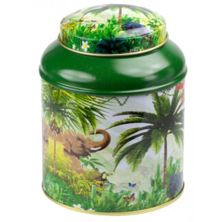 Teedose 100g Rain Forest Regenwald mit Elefant, Gorilla, Tuca, Ara und Schmetterling