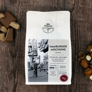 Espresso Hamburger Mischung von Gebr. Brügmann Schonende Trommelröstung 70% Arabica 30% Robusta