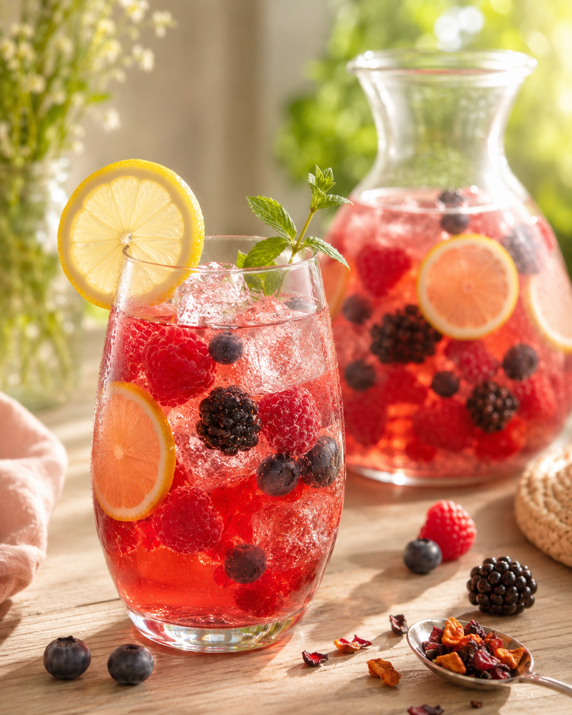 Erfrischende „Sonnige Beere“-Limonade (ohne Zuckerzusatz)